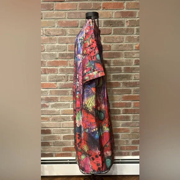 Charlie Charlie Charlotte Red Multi Colored Flower Print Midi Dress Size Large - Picture 3 of 7